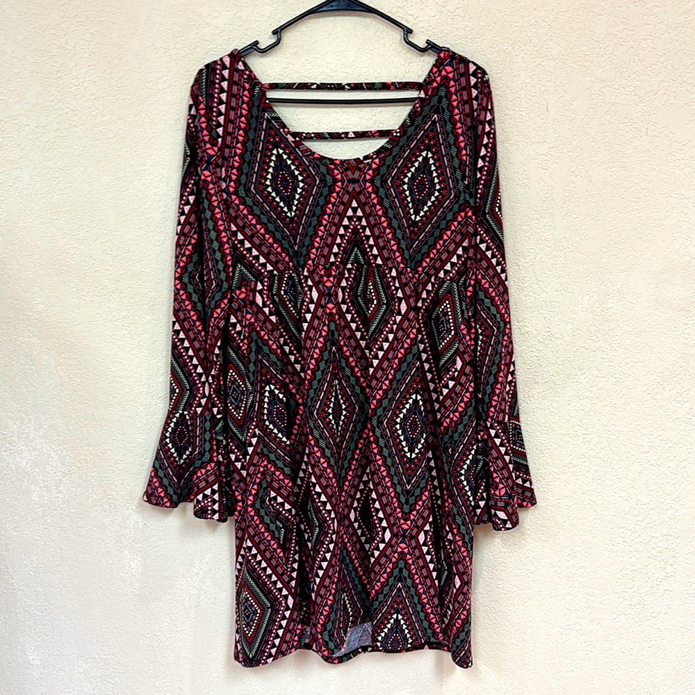 Boho womans BOHO babydoll Aztec mini dress size XL